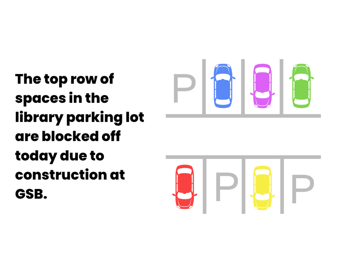 top row of parking lot closed at library